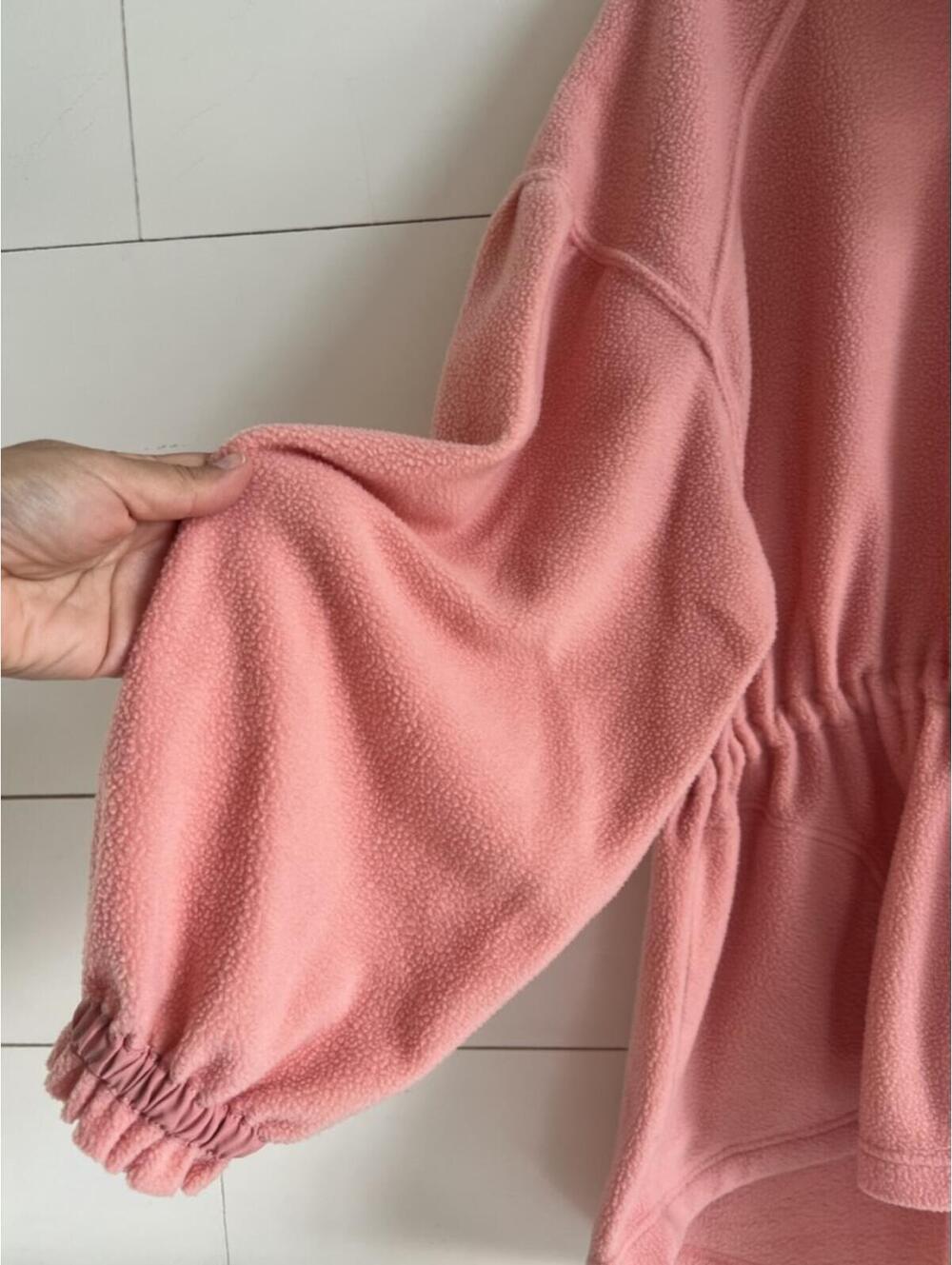 Free People Coral Pink Fleece Zip Up Women's Size M Oversized Cozy Outerwear - Picture 2 of 9